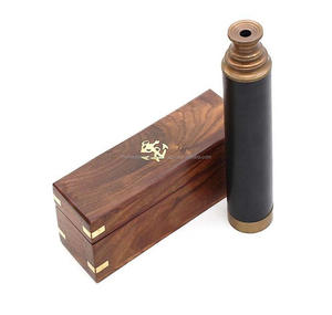 Télescope pirate 15 ''fait à la main en laiton nautique avec boîte en bois ancre gravée 3 plis télescope cadeau Unique Spyglass - Product Image 2