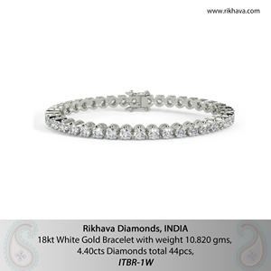 Vente en gros directe Inde Rikhava ITBR-1W Bracelets et joncs élégants en diamant style tennis Or blanc Cadeau pour fiançailles, anniversaire et fêtes - Product Image 2