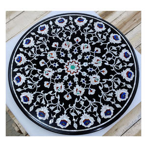 Haut de Table basse rond en marbre noir, fait à la main, Exclusive - Product Image 1