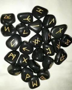 Đen mã não Rune thiết lập cho 25 miếng Reiki chữa bệnh Rune đặt unshped tự nhiên mã não đen Rune thiết lập cho chữa bệnh