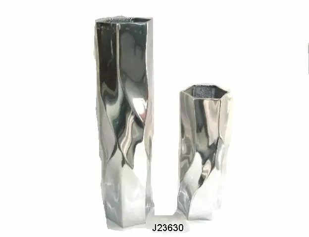 Vase en Aluminium moulé avec faces irrégulières, pour la maison, avec vernis miroir, compatible pour le tapis et finition