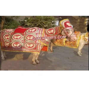 Pernikahan India bordir kuda pakaian kostum Hindu pernikahan dihiasi kuda kostum Indian pernikahan bordir kuda pakaian