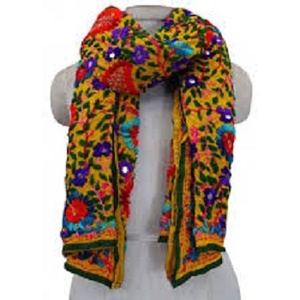 Dupatta en coton Phulkari de qualité supérieure pour femmes, vêtements indiens d'été, avec broderie en fil, tissu en mousseline - kanya Libas - Product Image 5