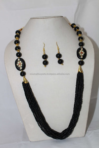 แก้วโอ้อวดสไตล์ยุโรปเพชรหินลูกปัดสร้อยคอสีดำ Choker - Product Image 4