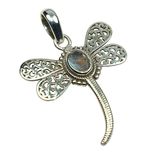 Pendentifs en argent Sterling 925 en Labradorite naturelle en forme de libellule, bijoux faits à la main en argent en ligne - Product Image 2