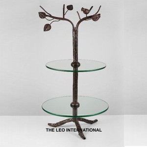 Soporte de Pastel de Aluminio de 2 Niveles con Tapa de Vidrio para Bodas, Fiestas, Cumpleaños, Decoración de Mesa de Postres, Eventos - Product Image 1