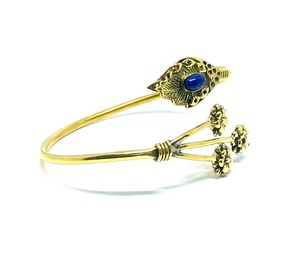 Hermosa pulsera abierta con piedra lapislázuli, brazaletes de joyería de latón Natural, brazalete de piedra de moda - Product Image 2