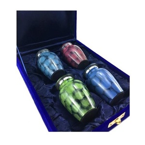 Dignity Multiple Color Fire Design Keepsake <b>Pets</b> Set <b>of</b> 4 with Velvet <b>Box</b> Cremation Urns <b>for</b> Funeral <b>Ashes</b> Metal Brass/Aluminum - Product Image 4