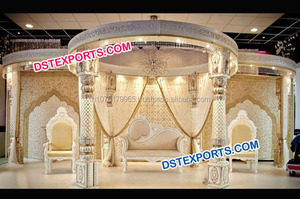 Mandap de tallado dorado para boda india, estatua de fibra dorada tradicional de seis filamentos, decoraciones pequeñas - Product Image 5