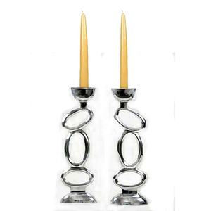 Porte-bougie pas cher en aluminium, anneau design, porte-bougie argenté à tige, décoration de Noël simple et bon marché, lanterne en métal - Product Image 1