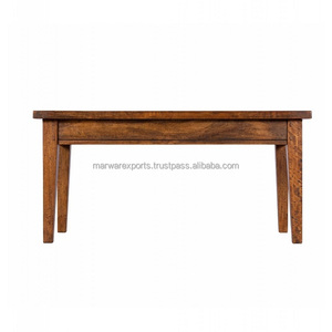 Mesa de centro redonda de madera maciza de mango para exteriores de tamaño personalizado para uso en muebles de hogar - Product Image 1