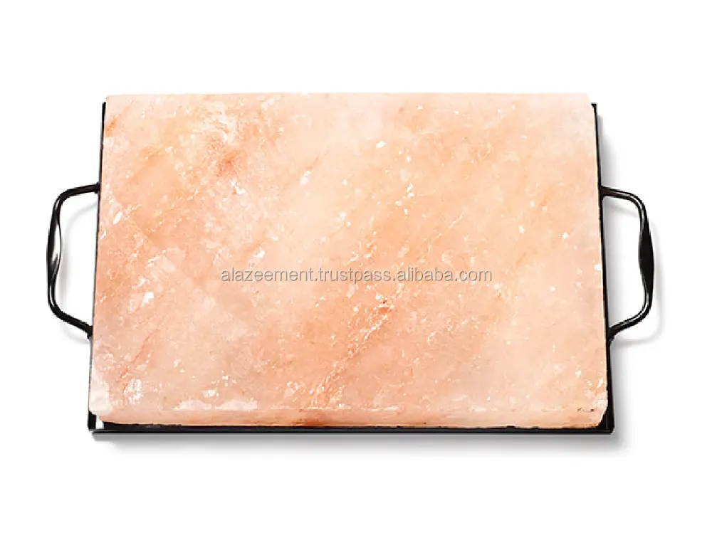 100% Organic Pink Crystal Himalayan Salt Cooking Blocks with Quality Wrought Iron Holder Love Gift for Barbeque & Travel Lovers