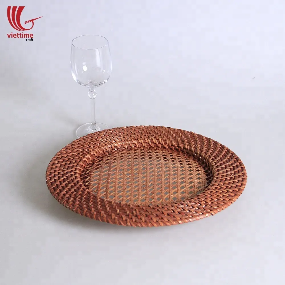 Wholesale wedding round rattan charger plate, rattan table mats