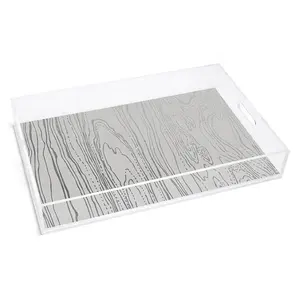 Personnalisé plateau en acrylique transparent avec insert, perspex d'insertion de papier, lucite plateau de service décoratif