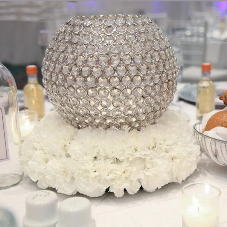 Gümüş kristal top düğün masa centerpiece düğün ve ev dekorasyon için
