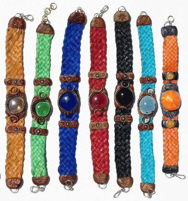 Bracelets en cuir tissé avec perles de verre de Murano coloré, bijoux péruvien, faits à la main, style Boho, Hippie, nouveauté