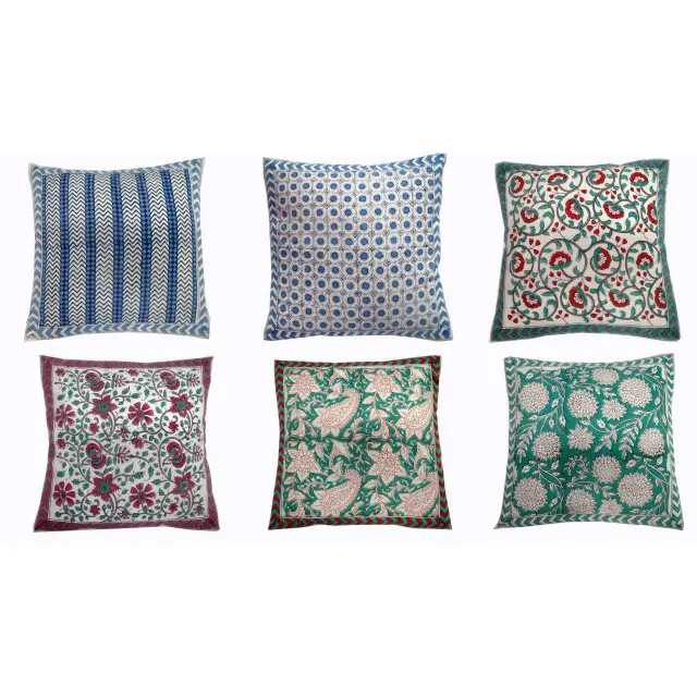 Hand block printed cushion cover pillow case home decorative cotton cushions covers