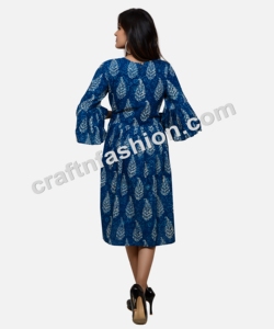 Estilo bohemio Verano Maternidad Moda Algodón Indigo Tallas grandes Paraguas Manga Estampado floral Ecológico Lavable Ajuste Suelto - Product Image 2