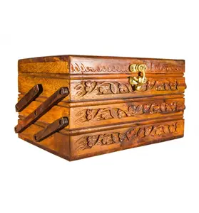Boîte pour artisanat en bois sculpté à la main, boîte en bois sculpté à la main, artisanat en bois du Pakistan, fabrication artisanale
