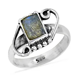 New Labradorite Stone Silver Ring Energy Labradorite Rings Latest Ethnic Jewelry Labradorite Ethnic Rings