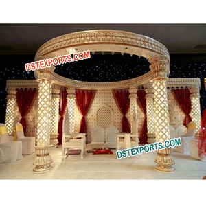 Mandap de Boda Tallado e Iluminado, Nuevo Diseño, Mandap de Matrimonio, Último Modelo de Mandap de Boda de Fibra de Cristal Iluminado, el Mejor Mandap Personalizado en Oro, EE. UU. - Product Image 1