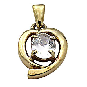 Magnifique pendentif en argent sterling 925 style cœur plaqué or bijoux en zircon cubique à la mode CZ pour les femmes filles fêtes - Product Image 1