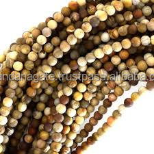 Cuentas sueltas redondas de piedras preciosas de jaspe petrificado natural de alta calidad para hacer joyas, collar de pulsera, hebra de 15,5 ", venta al por mayor - Product Image 6