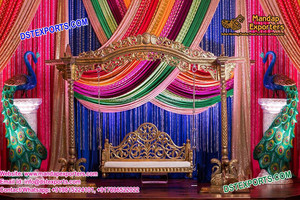 Escenario musulmán Sangeet Columpio dorado Escenario de boda real Jhula con lámparas Metal dorado tallado Escenario Columpio EE. UU. DST Exports - Product Image 2