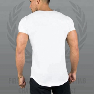 T-shirt personnalisé à manches courtes pour hommes de grande taille, encolure dégagée 96% coton 4% élasthanne, tissu en jersey respirant et imprimé incurvé - Product Image 2