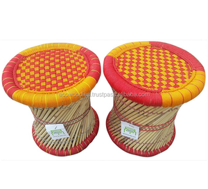 Tabouret ottoman en bambou fabriqué à la main tabouret ottoman roseau patio Sarkanda tabouret os incrustation Console - Product Image 4