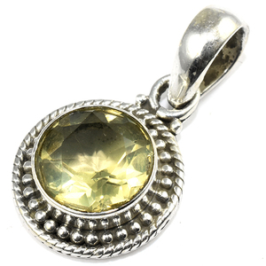 Colgantes de topacio de limón en forma redonda, joyería de plata de ley 925 925, joyería de plata 925 en línea - Product Image 2