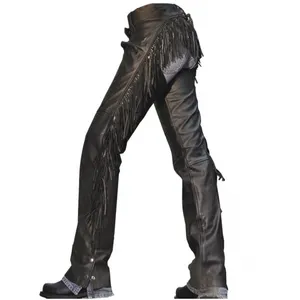 Chaps en cuir personnalisés pour l'équitation et chaps de moto marron en cuir de vache - Product Image 1