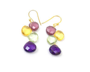 Pierre précieuse multicolore en forme de coeur avec plaqué or Bijoux de mode tendance Cadeau pour elle Ensemble de boucles d'oreilles - Product Image 6