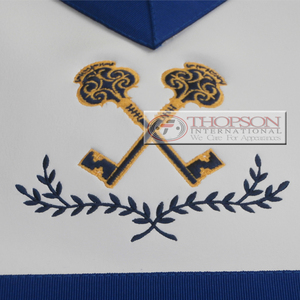 Tablier en cuir et ruban brodé d'officier maçonnique avec point de croix et couture pour la fondation Regalia - Product Image 3