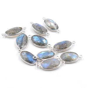 Labradorite de forme ovale, argent sterling 925, sertie, plaqué argent, connecteur, fabrication de bijoux faits à la main - Product Image 4
