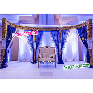 Bollywood Style De Mariage de Scène En Cristal Vaporeux Style Piliers D'or de Mariage Moderne Anglais D'étape De Réception - Product Image 1