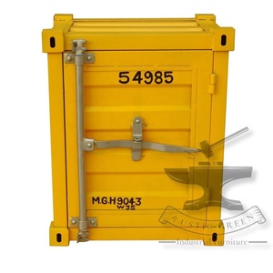 Mesita de noche con contenedor de hierro Industrial Vintage - Product Image 2