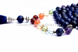 Lapis Lazuli ลูกปัด Mala 108 7เหลี่ยม,สร้อยคอทำจากลูกปัดหินมาลาขัดเงา8มม. พลอยอินทร์10122740สีธรรมชาติ RE162 - Product Image 2