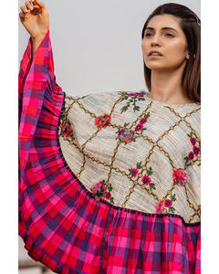 Hot Selling Cheap Price Sexy Deep <b>Pink</b> Magenta Circular Poncho <b>Kaftan</b> With Embroidery Beach Resort Party Girl's Wear Cover Up - Product Image 2