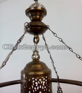 BR372 Lustre LED marocain traditionnel Anneau en laiton fait à la main avec 9 lumières Finition en laiton antique pour salles à manger et hôtels - Product Image 5