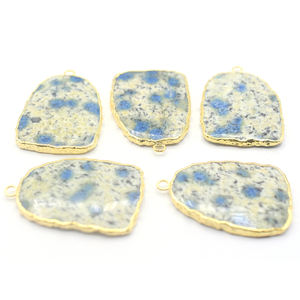 K2แจสเปอร์26ถึง28มม. พร้อมจี้ชุบทองรูปทรงไม่สม่ำเสมอพลอยหินธรรมชาติการค้นพบราศีเมถุน - Product Image 3