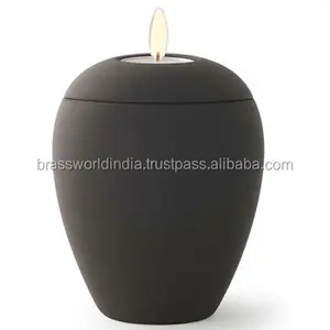 Simple Black Tealight Holder Cremation Urn By Brassworld India Funeral Supplies
