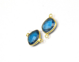 Lolite Quartz Gemstone Finding <b>Cushion</b> Shape Gold Plated Jewelry Making Single Bail Faceted Handmade Bezel Connector - Product Image 5
