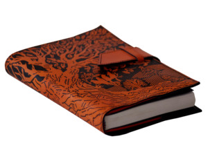 Arbre la nuit Design imprimé en cuir véritable Journal Antique livre d'ombre Orange cahier et carnet de croquis Pages blanches vierges journal - Product Image 3