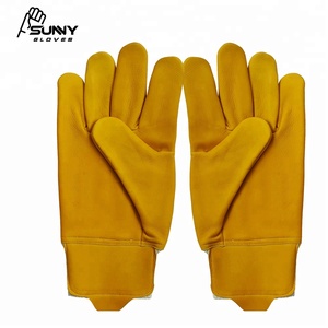 Guantes de Trabajo Industriales de Cuero Vacuno Amarillo de Alta Calidad Marca Sunny, Duraderos y Antideslizantes para Almacén - Product Image 4
