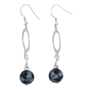 Round Snowflake Gemstone 925 Sterling Silver Hook Dangle Earrings - Product Image 2