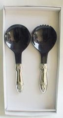 Ensemble de 2 couverts à salade martelés de luxe en acier inoxydable écologique avec poignées en métal durables pour les mariages de thé - Product Image 2