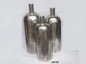 Vase à fleur moderne martelé en argent fabriqué en métal indien ensemble de 3 pièces décoration d'intérieur vitrine pour la maison salon décoration de la maison - Product Image 5