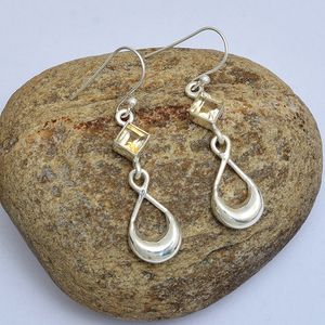 <b>Citrine</b> 925 Sterling Silver Square Dangle <b>Earrings</b> Handmade Wedding/Party Fashion Jewelry Casa De Plata-Wholesaler Manufacturer - Product Image 2