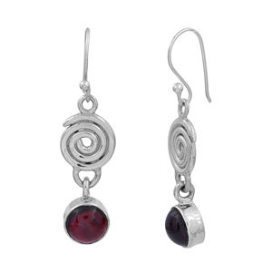 Románticos pendientes colgantes de Plata de Ley 925 hechos a mano cabujón redondo granate piedra preciosa regalo de boda y fiesta de moda - Product Image 1